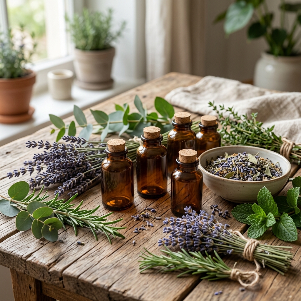 Amberglasflaschen mit naturreinen Essenzen